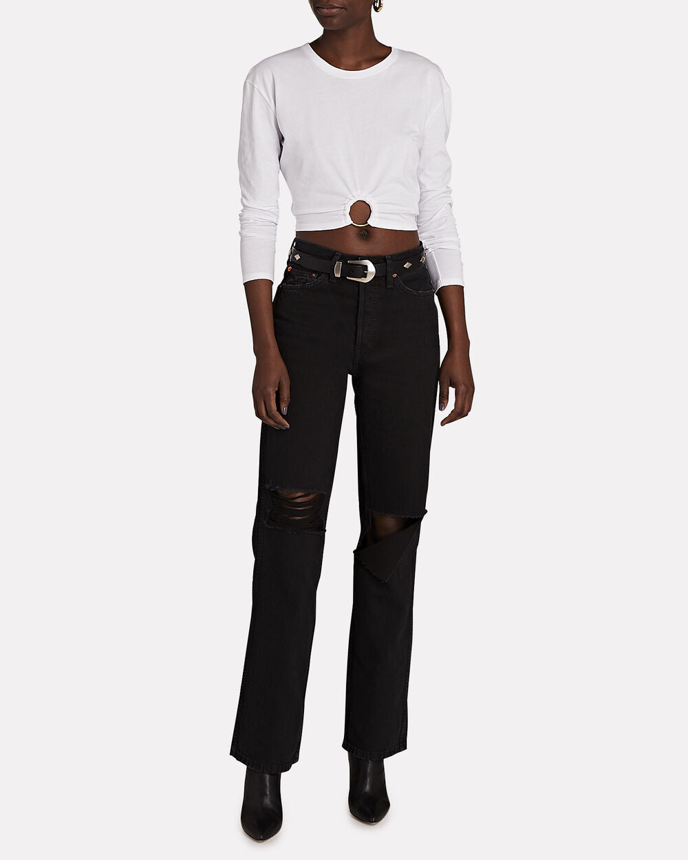 Intermix - Luna Ring-Detail Cropped Cotton Top -