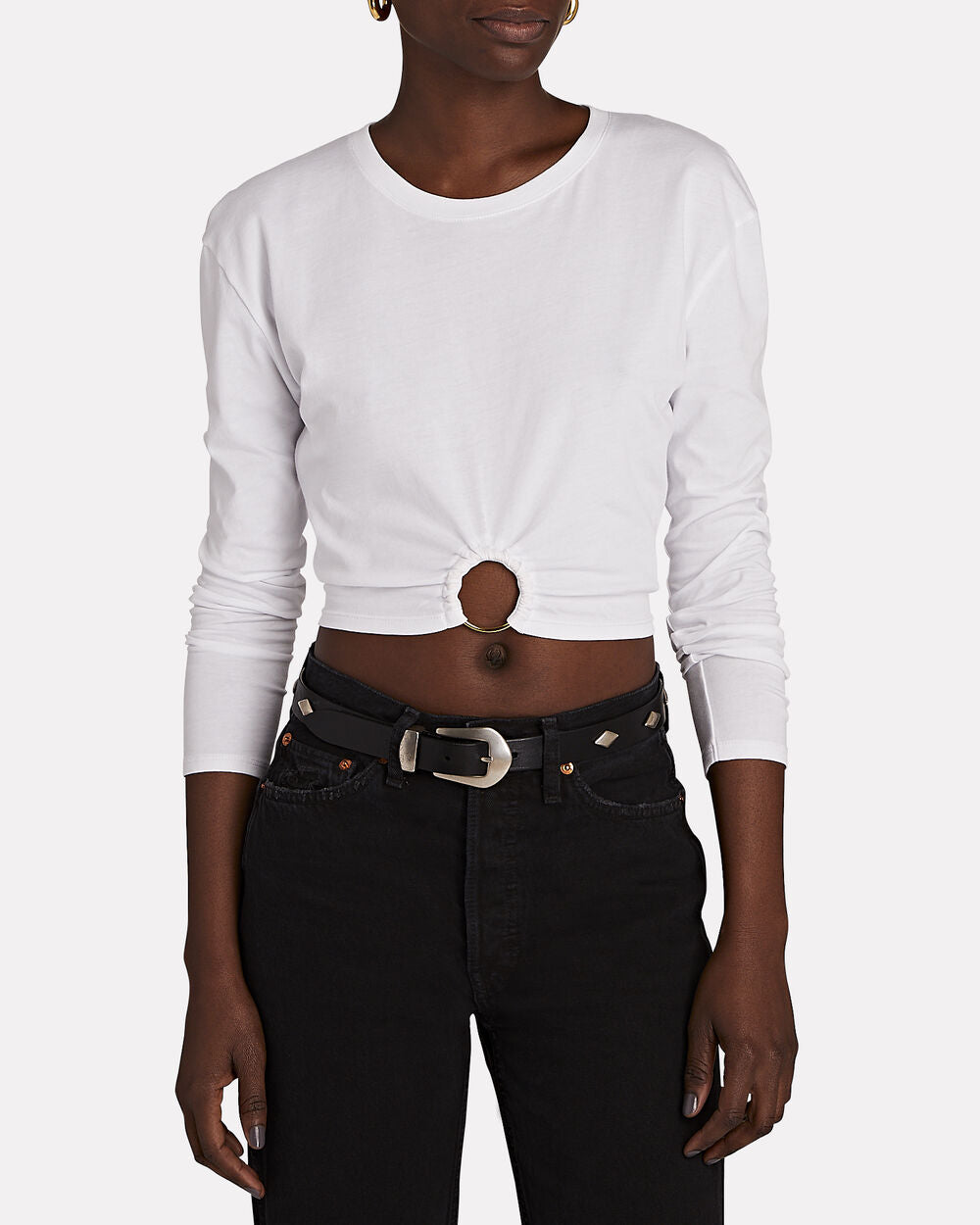 Intermix - Luna Ring-Detail Cropped Cotton Top -