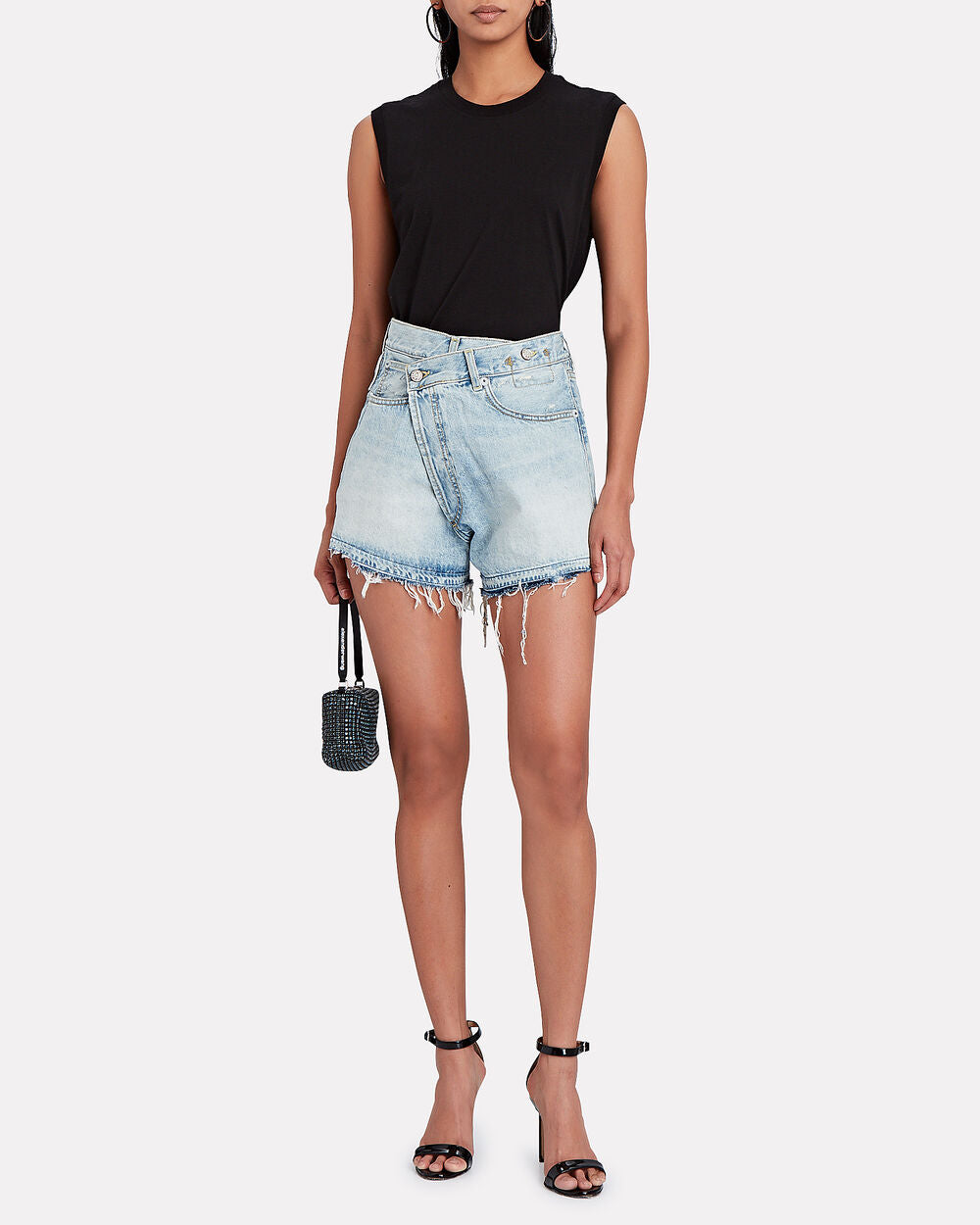 Intermix - Crossover Distressed Denim Shorts -