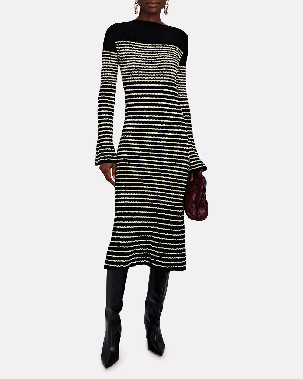 Intermix - Striped Boucle´ Knit Midi Dress -