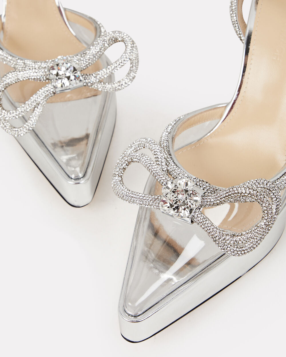 Intermix - Double Crystal-Embellished Bow Platform Pumps -