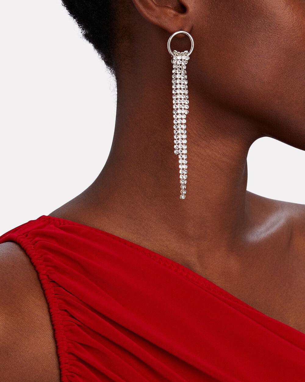 Intermix - Shanon Asymmetric Crystal Fringe Earrings -