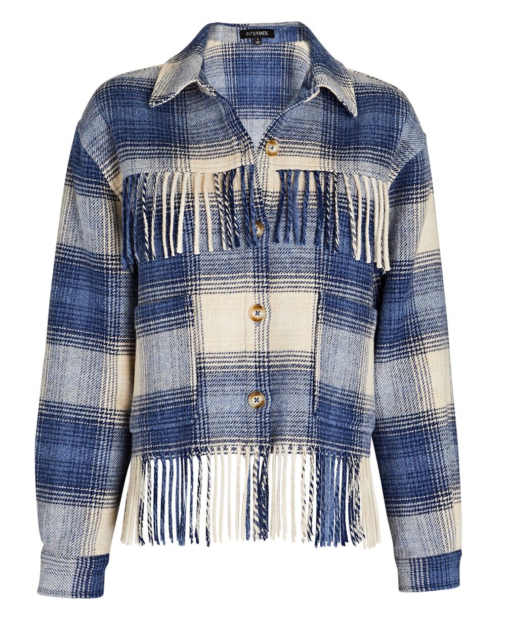 Intermix - Demi Fringed Plaid Wool-Blend Jacket -