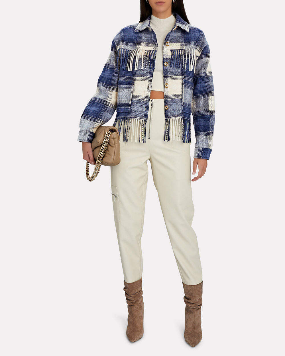 Intermix - Demi Fringed Plaid Wool-Blend Jacket -