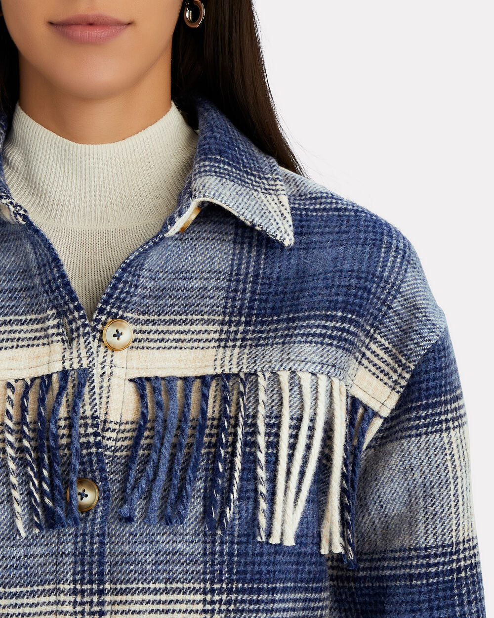 Intermix - Demi Fringed Plaid Wool-Blend Jacket -