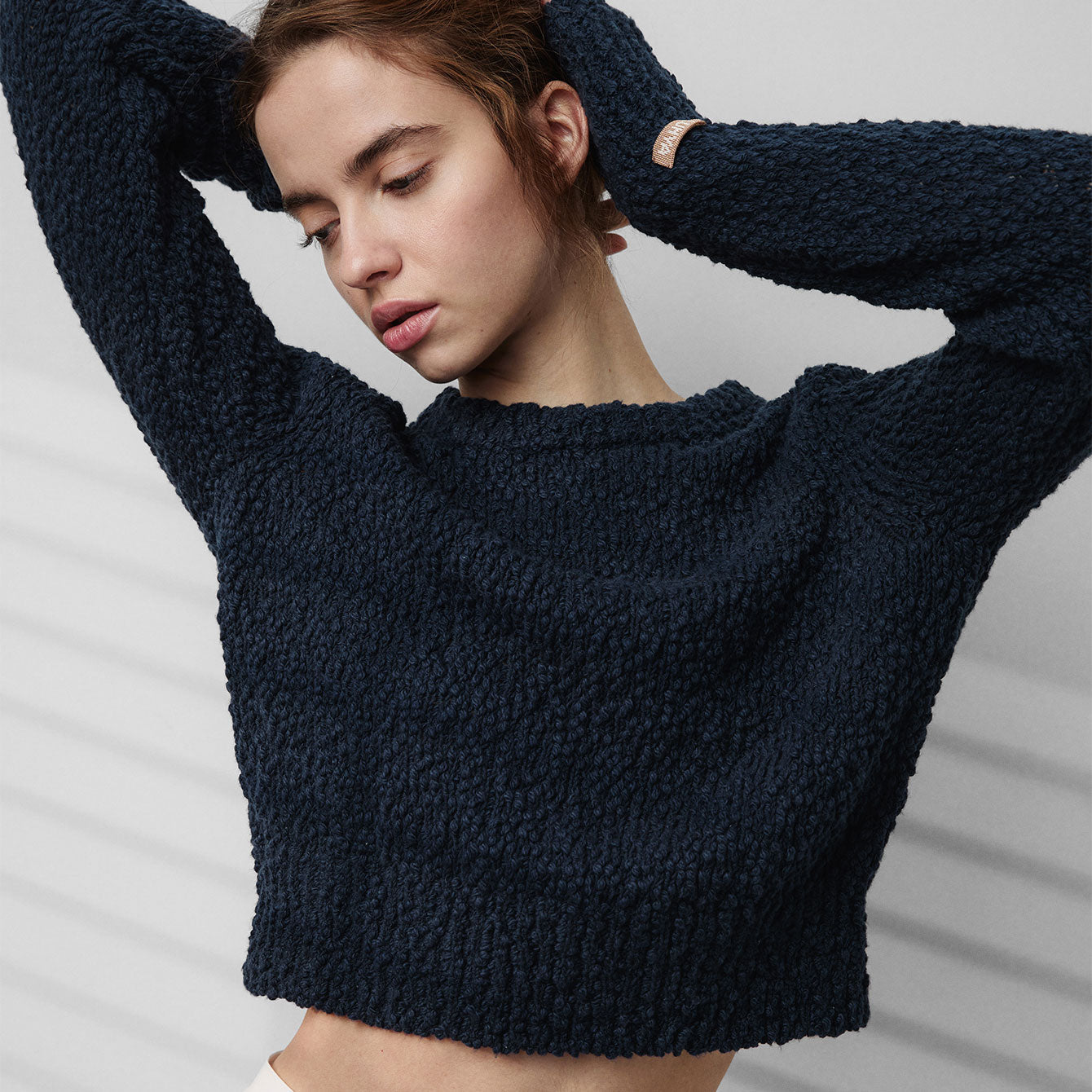 Intermix - Textured Cotton Shrunken Crew Neck -