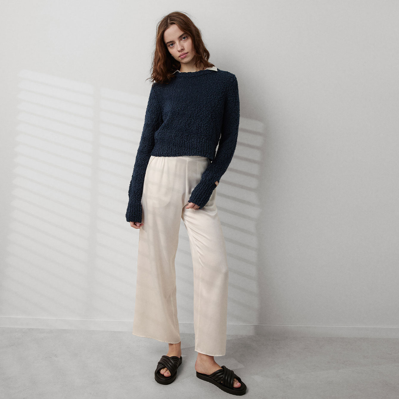 Intermix - Textured Cotton Shrunken Crew Neck -