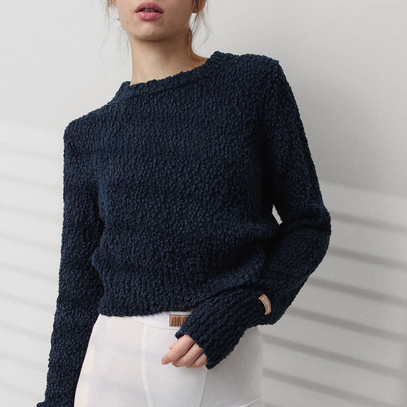 Intermix - Textured Cotton Shrunken Crew Neck -