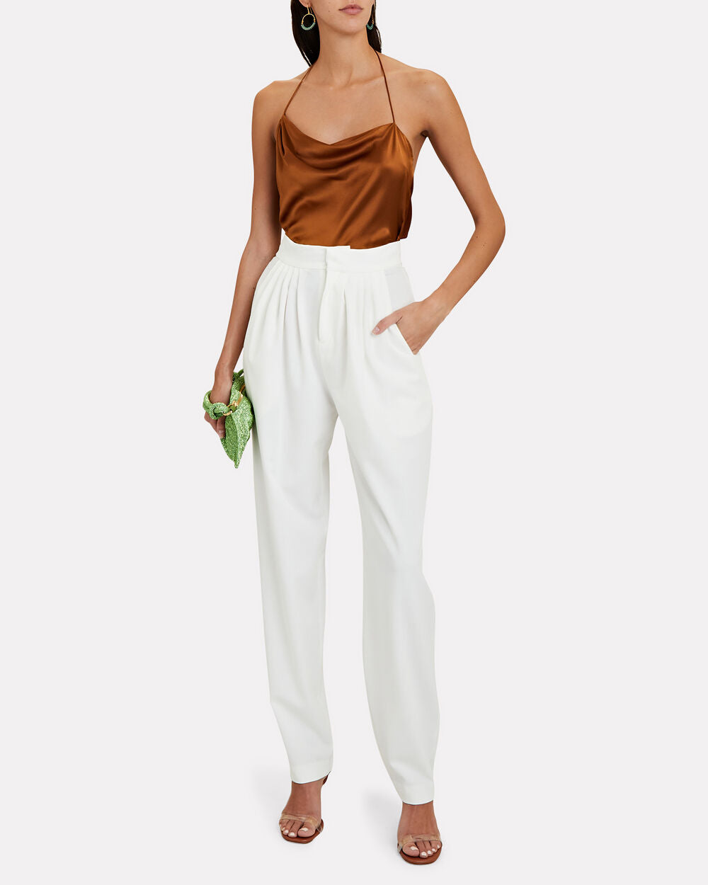 Intermix - Open-Back Silk Satin Halter Top -