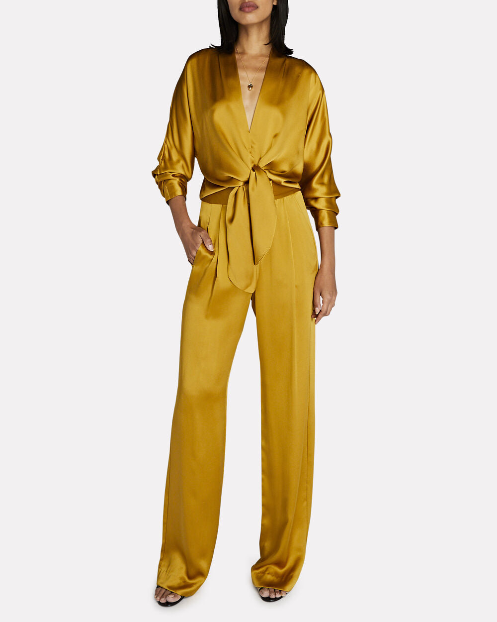 Intermix - Long Sleeve Tie Front Blouse -