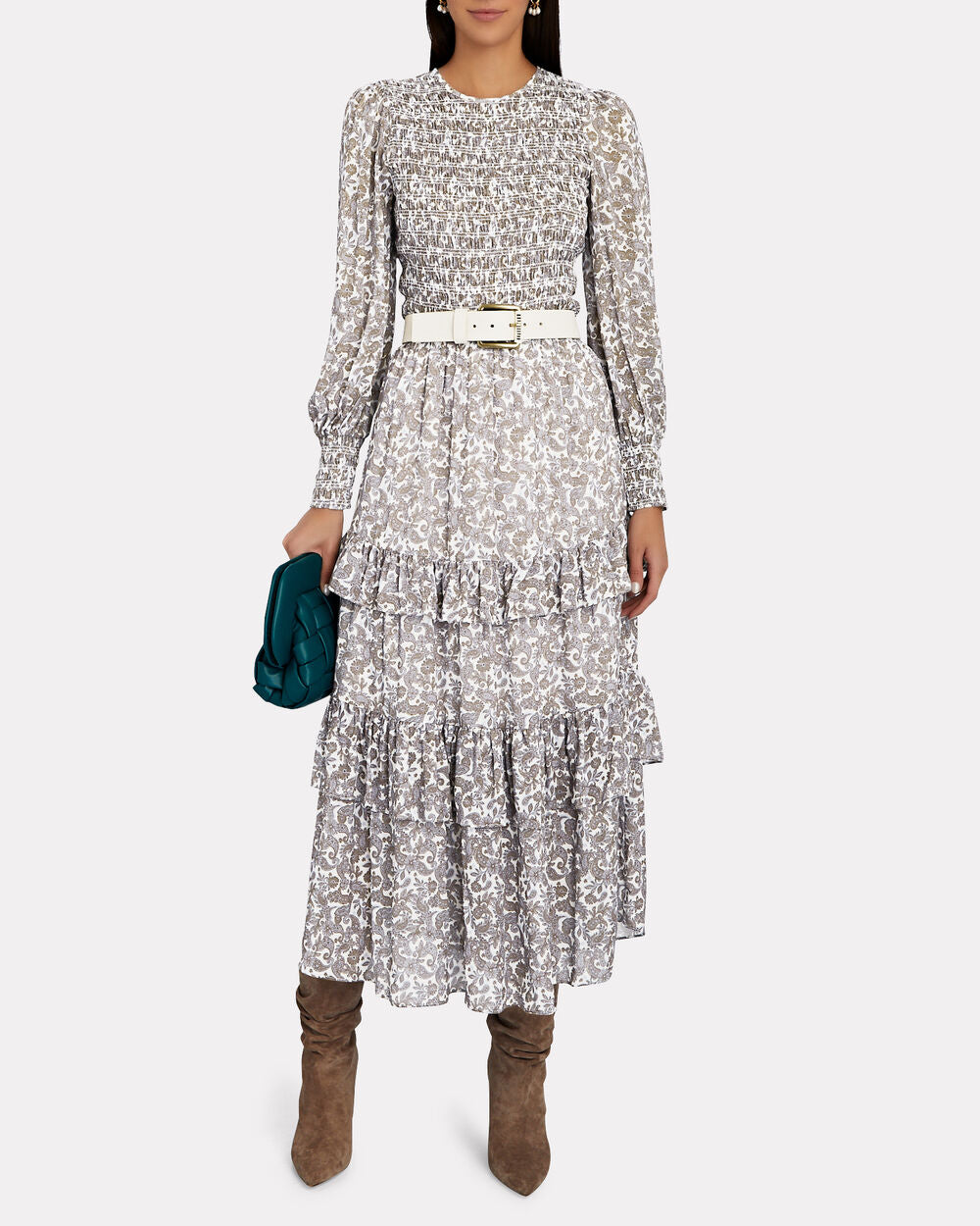 Intermix - Odette Ruffled Printed Voile Midi Skirt -