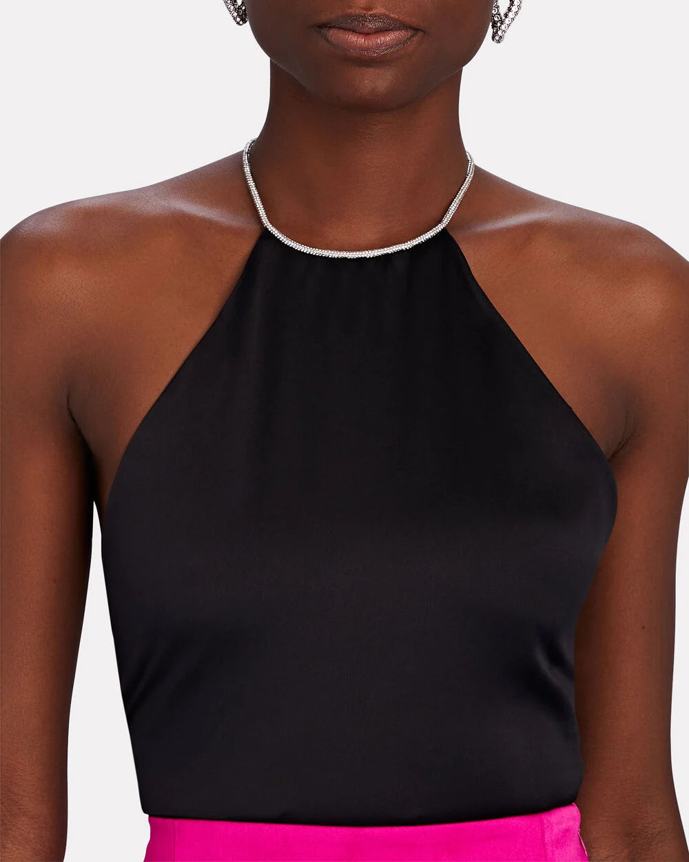 Intermix - Esther Crystal-Embellished Silk-Charmeuse Top -