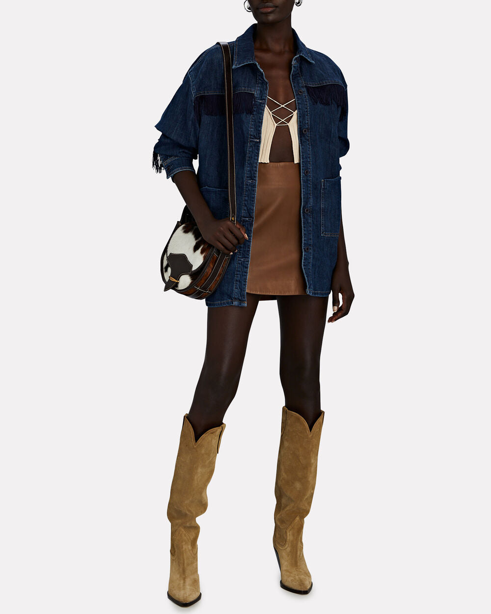 Intermix - Kira Denim Fringed Shirt Jacket -