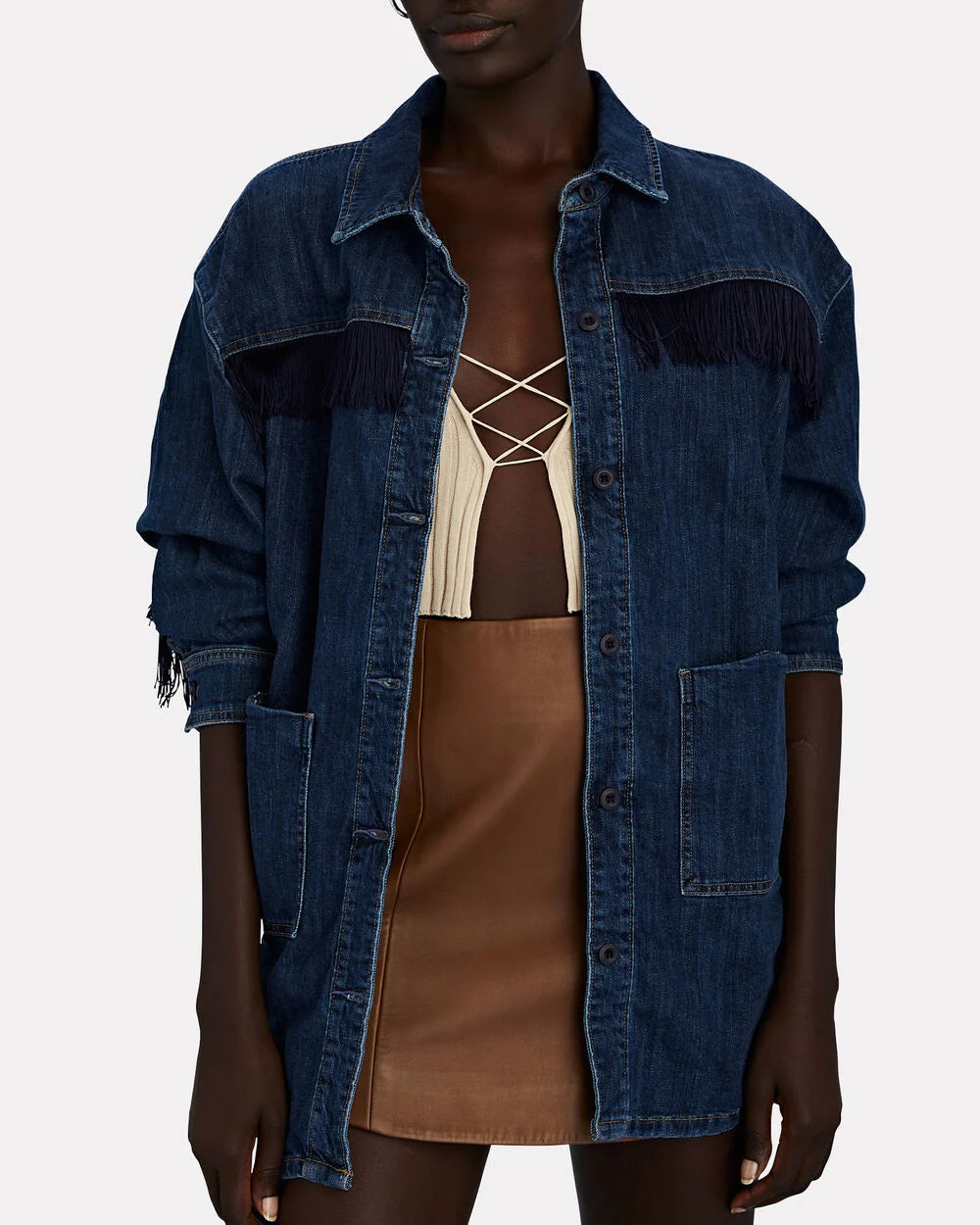 Intermix - Kira Denim Fringed Shirt Jacket -