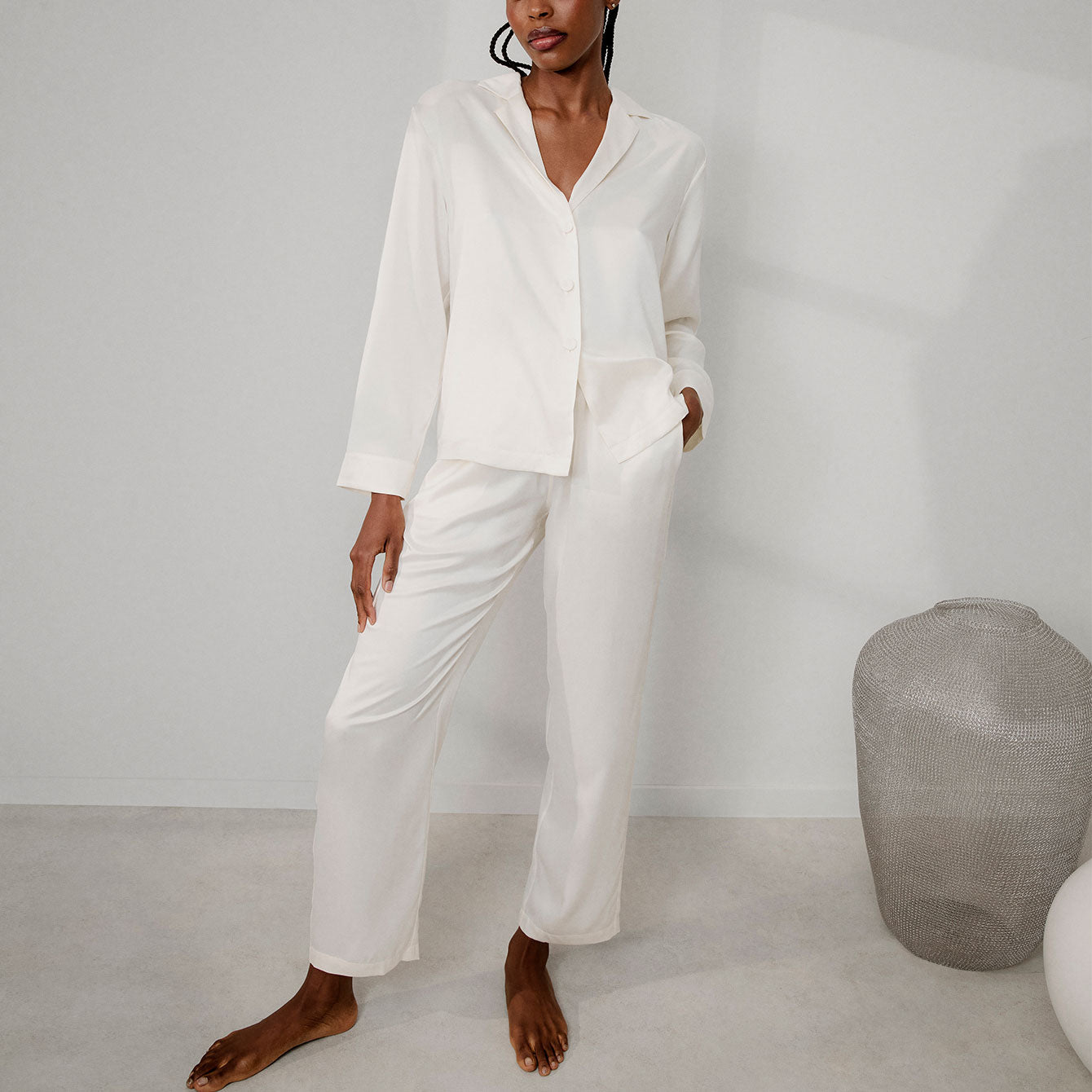 Intermix - Washable Silk Long Sleeve Pant Set -