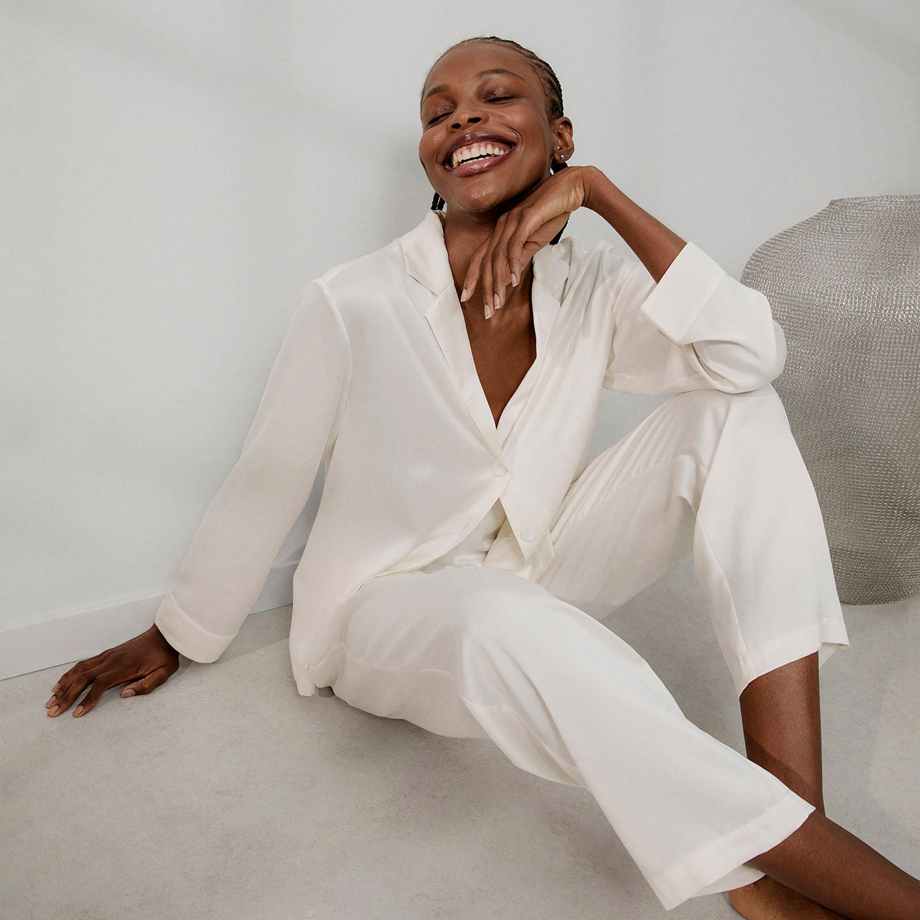Intermix - Washable Silk Long Sleeve Pant Set -