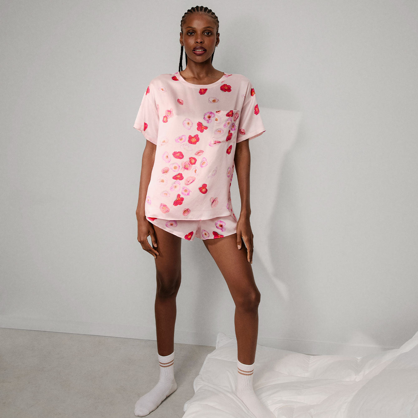 Intermix - Washable Silk Tee Short Set -