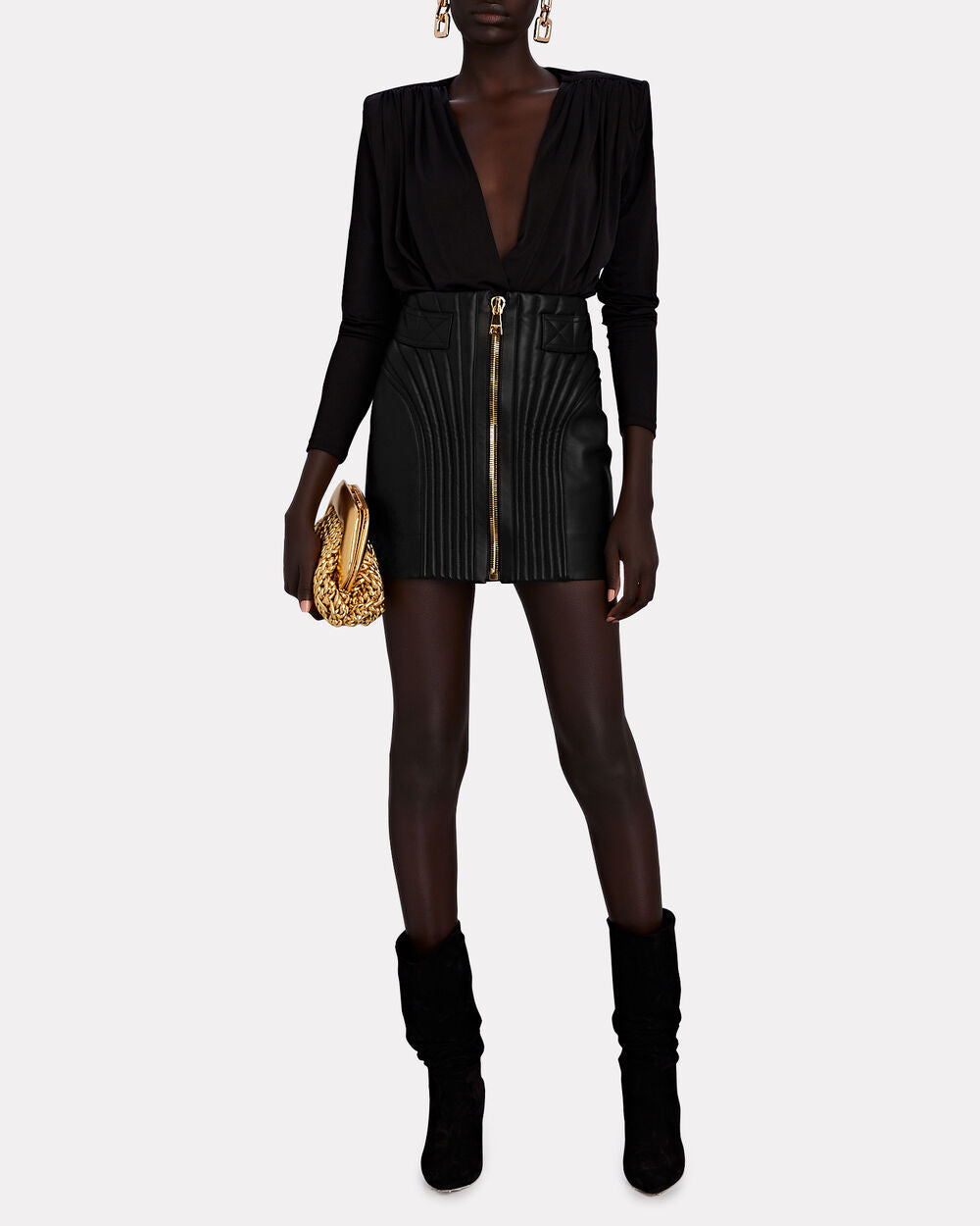 Intermix - Quilted Leather Mini skirt -