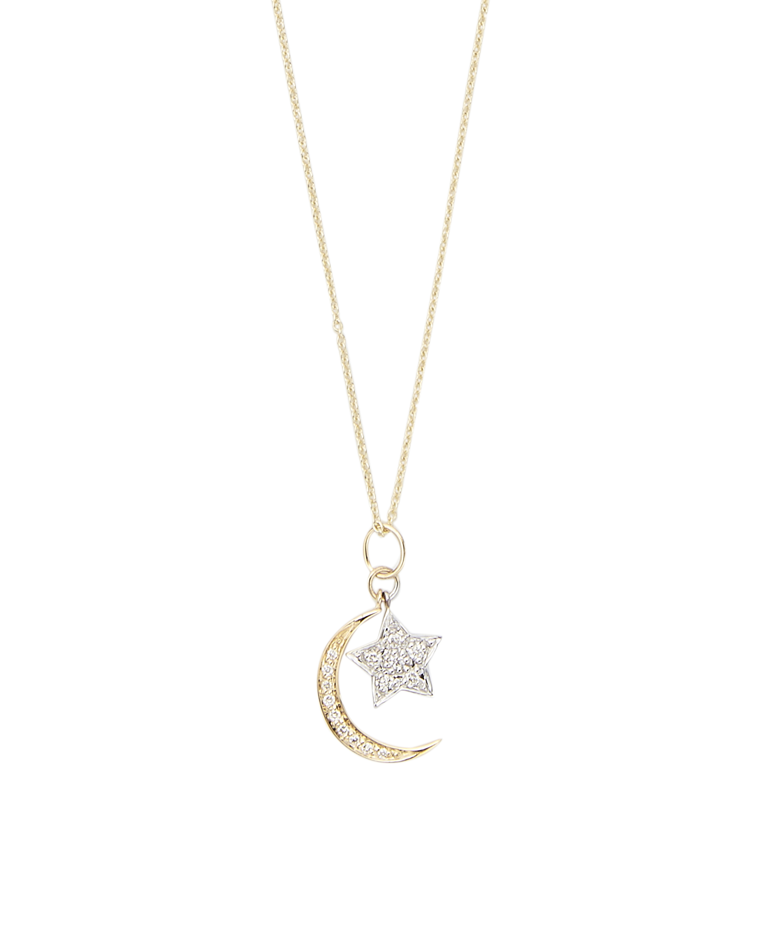 Moon And Star Diamond Necklace