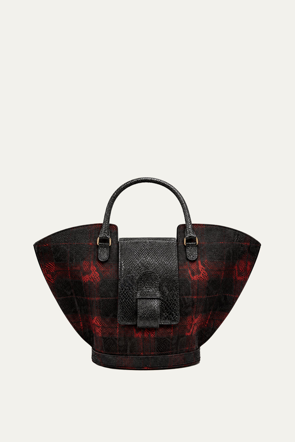 Intermix - Abanico Large in Red Tartan/Black Leather - 