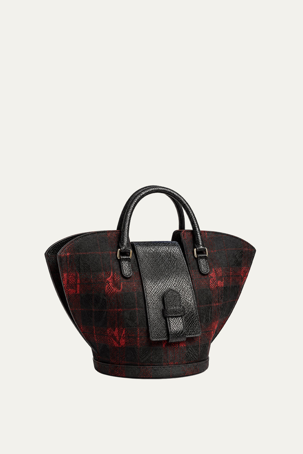 Intermix - Abanico Large in Red Tartan/Black Leather - 