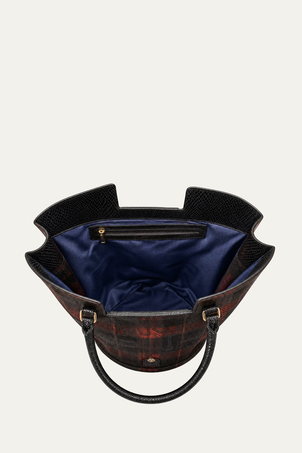 Intermix - Abanico Large in Red Tartan/Black Leather - 