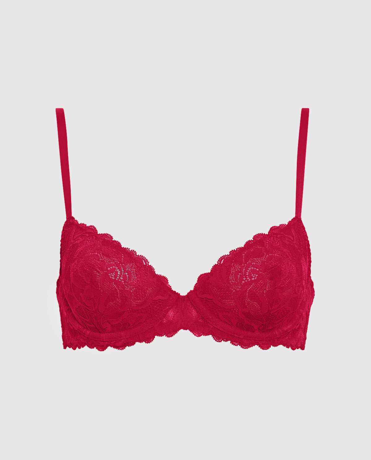 Intermix - Unlined Demi Bra with Allover Lace in Cosmo Red - 
