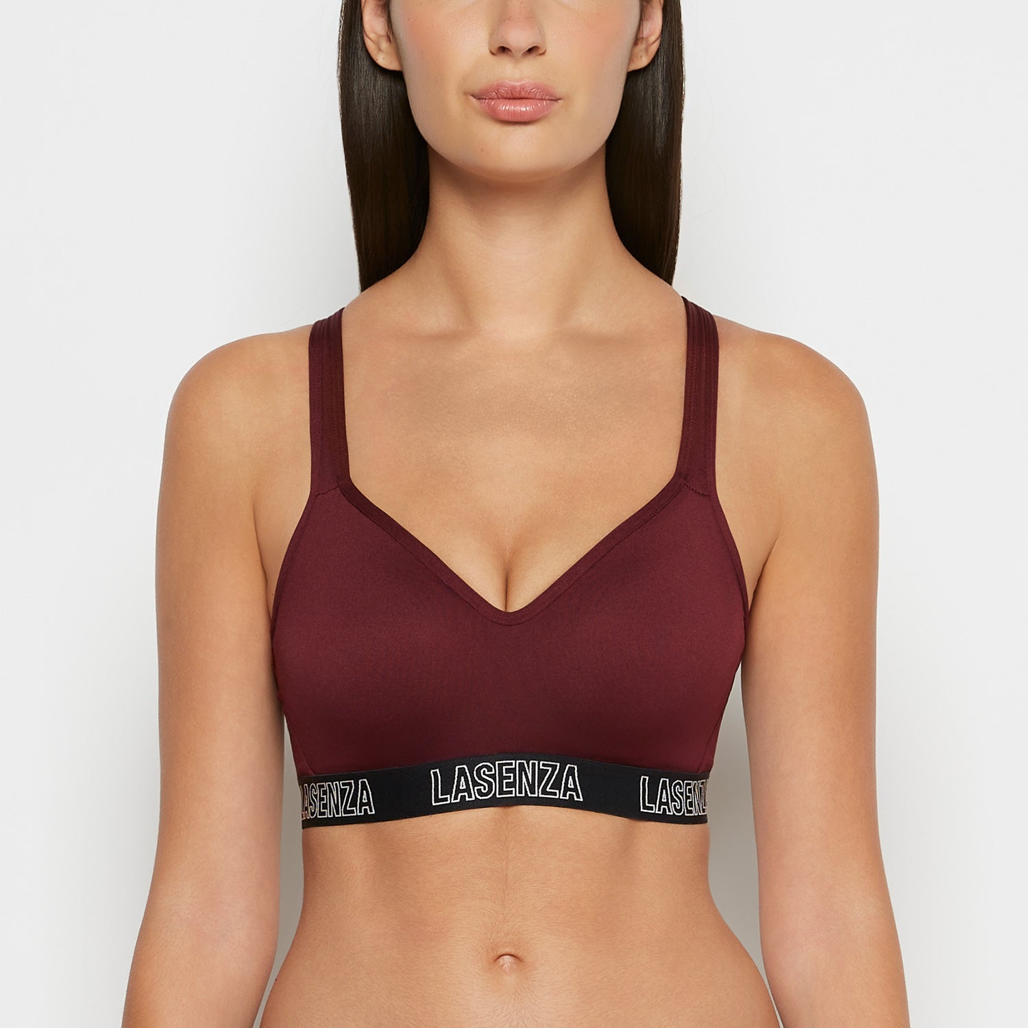 Intermix - Medium Impact Logo Sports Bra in Russian Ruby - 
