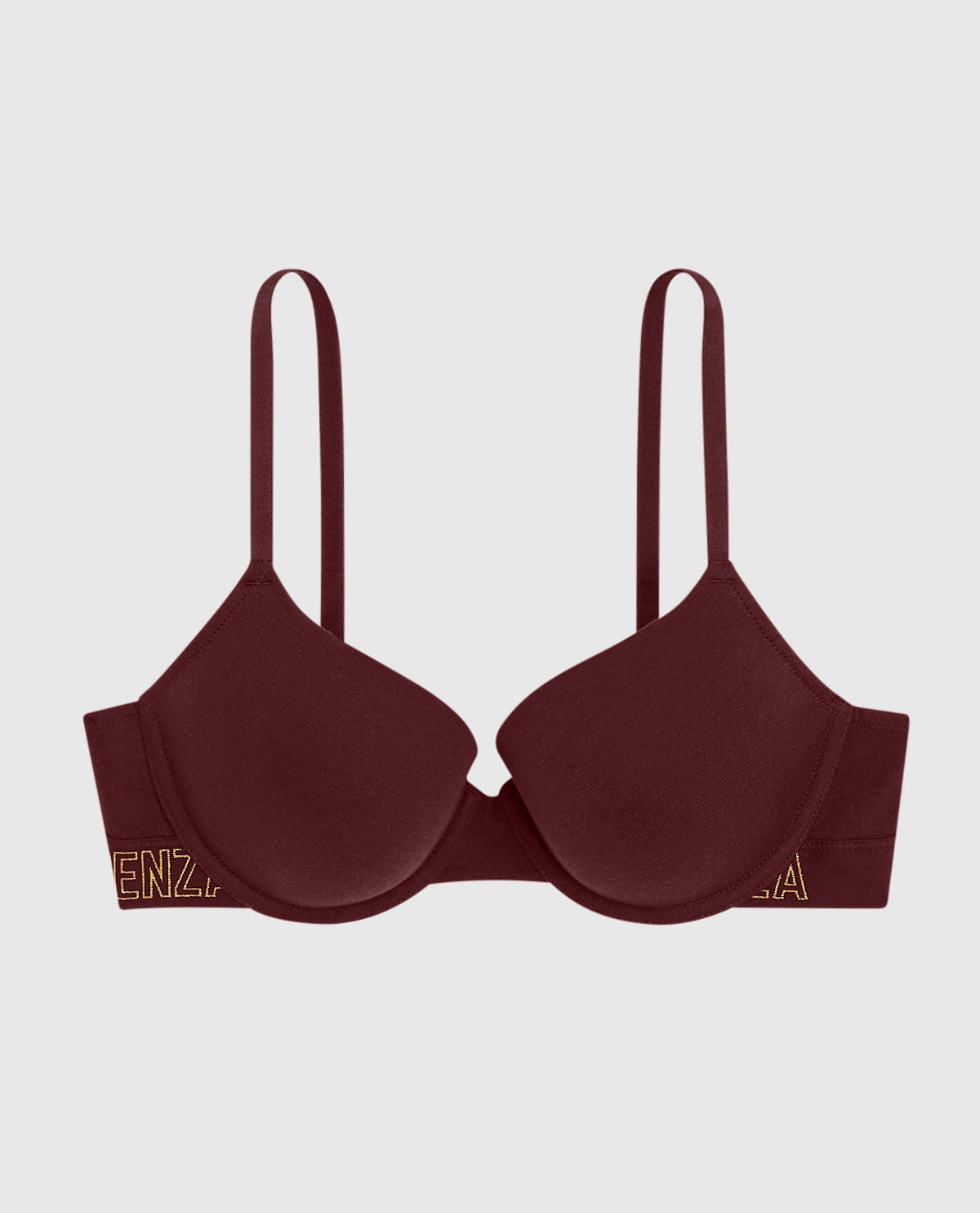 Intermix - Lightly Lined Demi Bra with Logo in Red Wine - 
