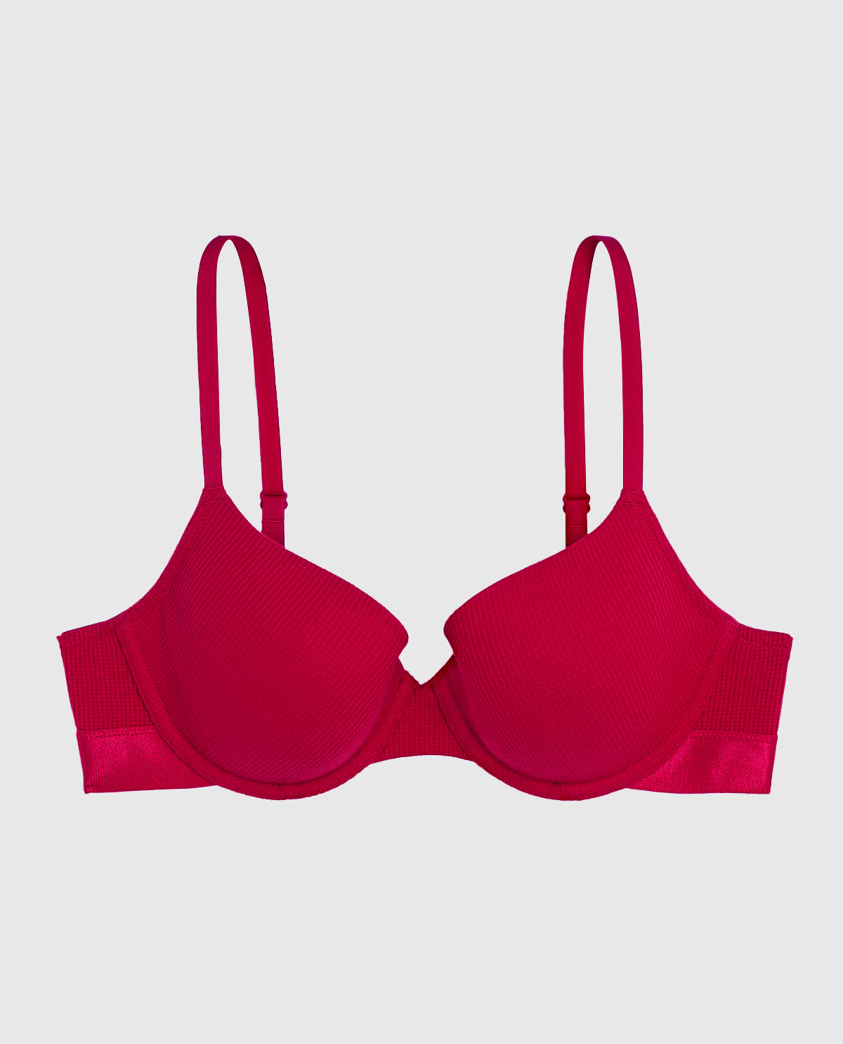 Intermix - Waffle Lightly Lined Demi Bra in Cosmo Red - 