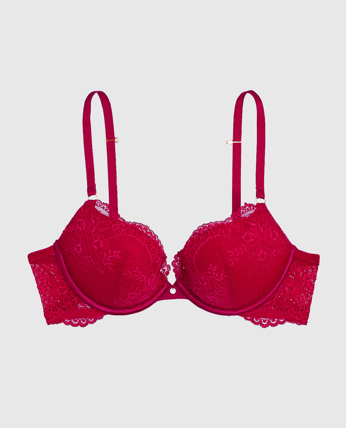 Intermix - Allover Lace Push Up Bra in Cosmo Red - 