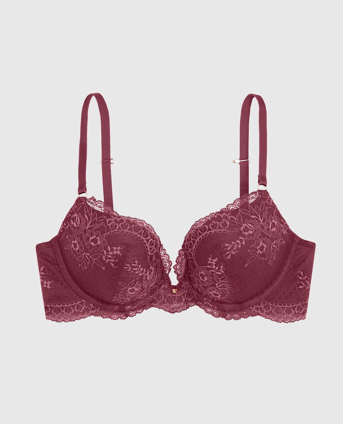 Intermix - Push Up Bra with Lace Overlay in Opulent Red - 