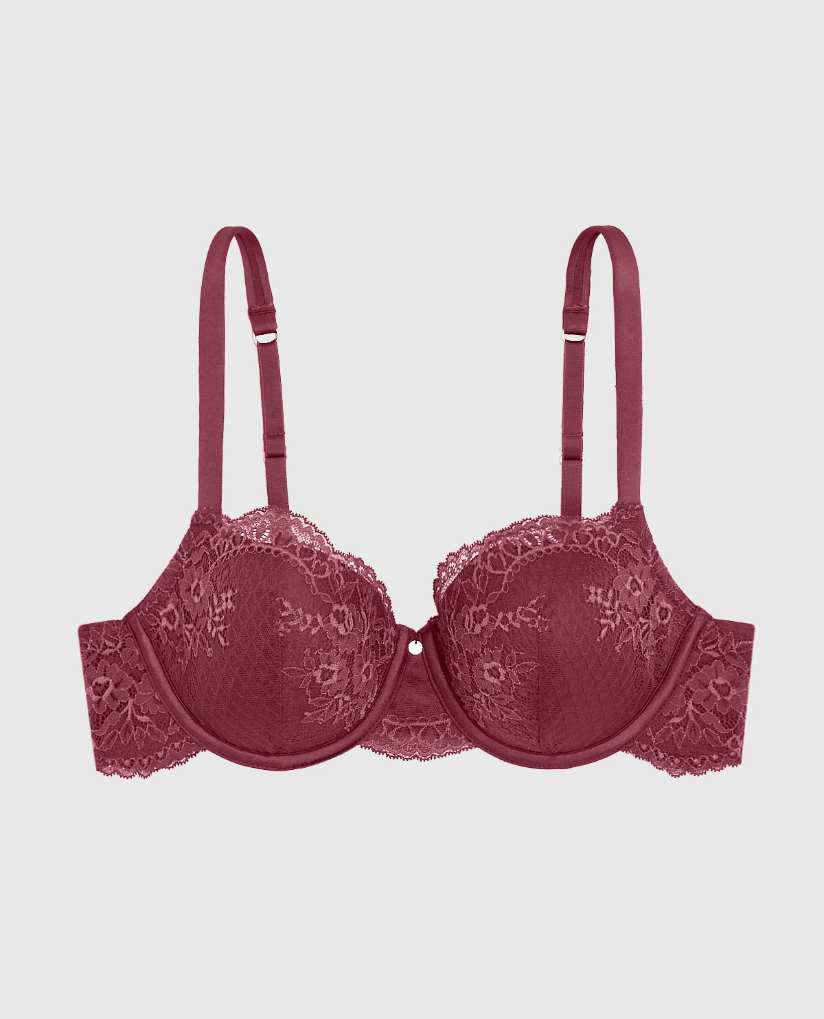 Intermix - Allover Lace Lightly Lined Balconette Bra in Opulent Red - 