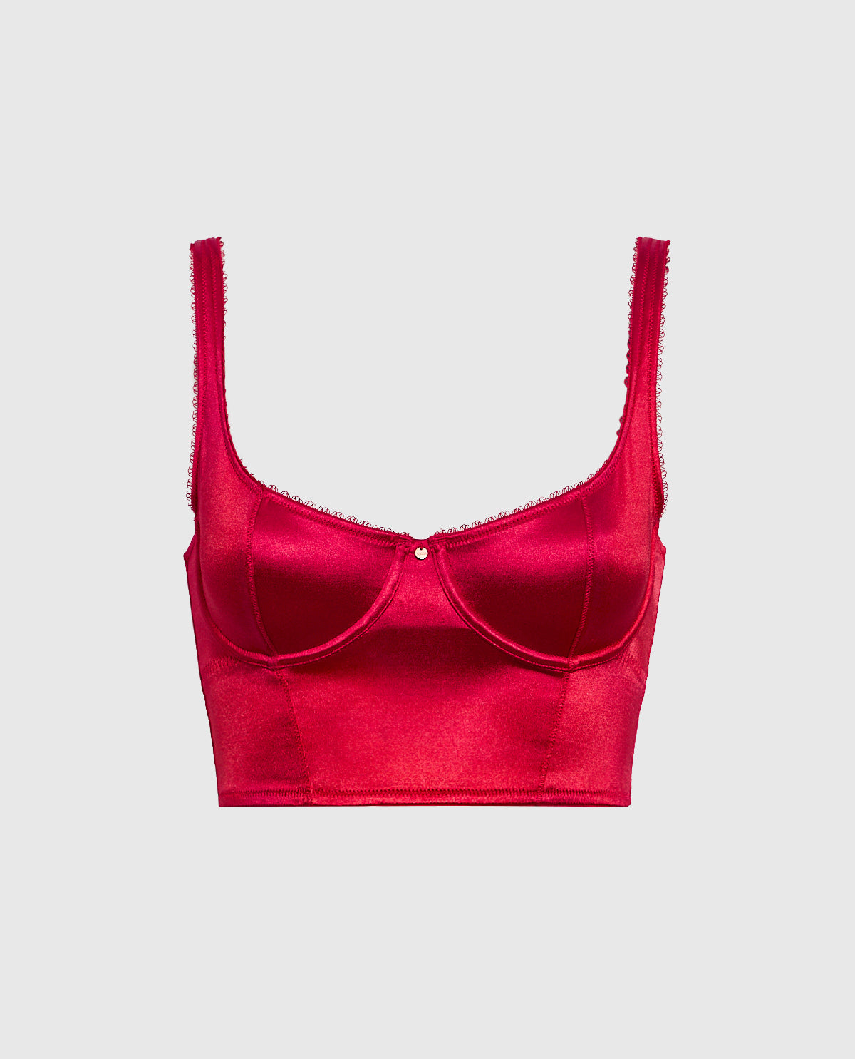 Intermix - Unlined Satin Balconette Bra Top in Cosmo Red - 