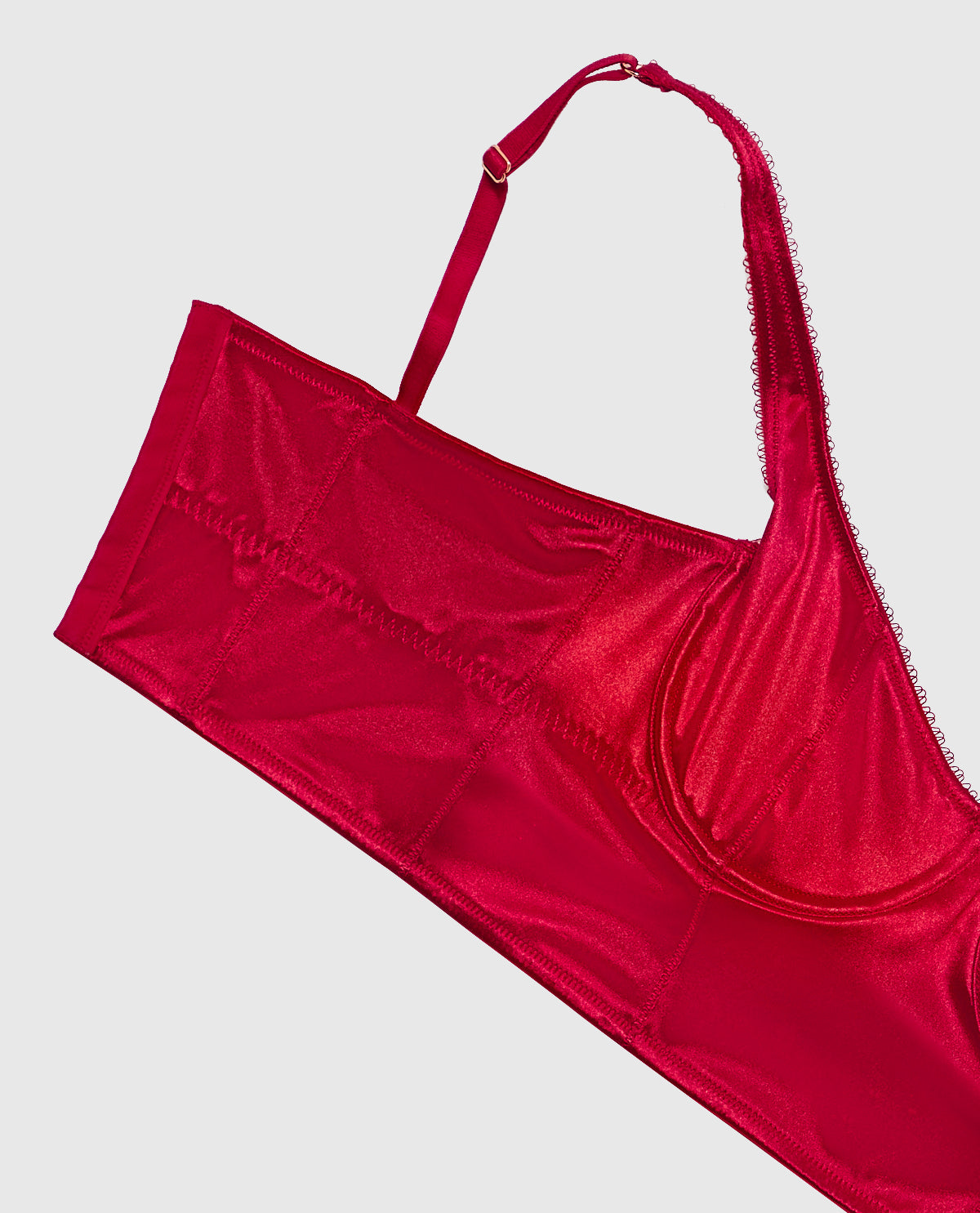 Intermix - Unlined Satin Balconette Bra Top in Cosmo Red - 