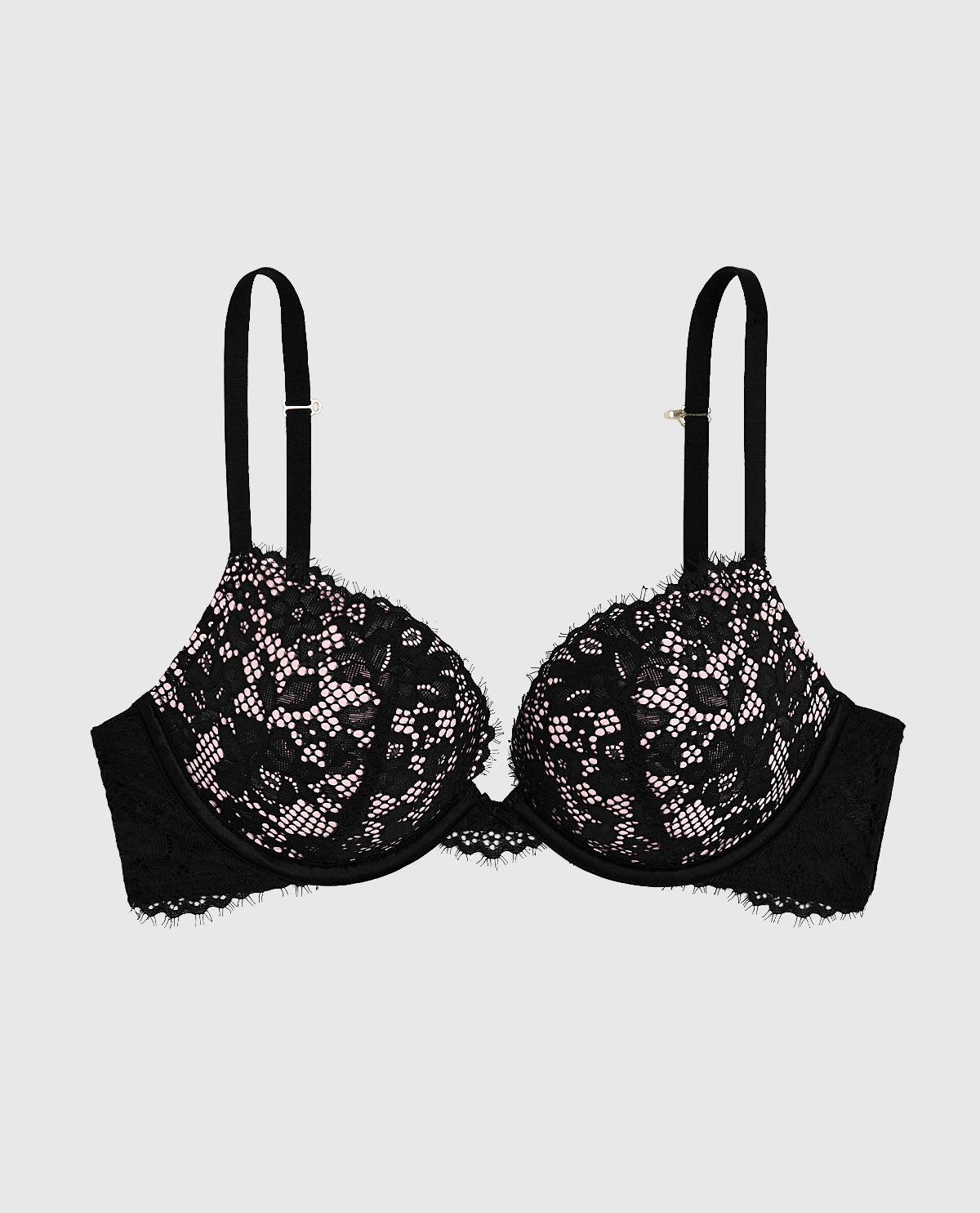 Intermix - Lace Push Up Bra in Black and Pink - 