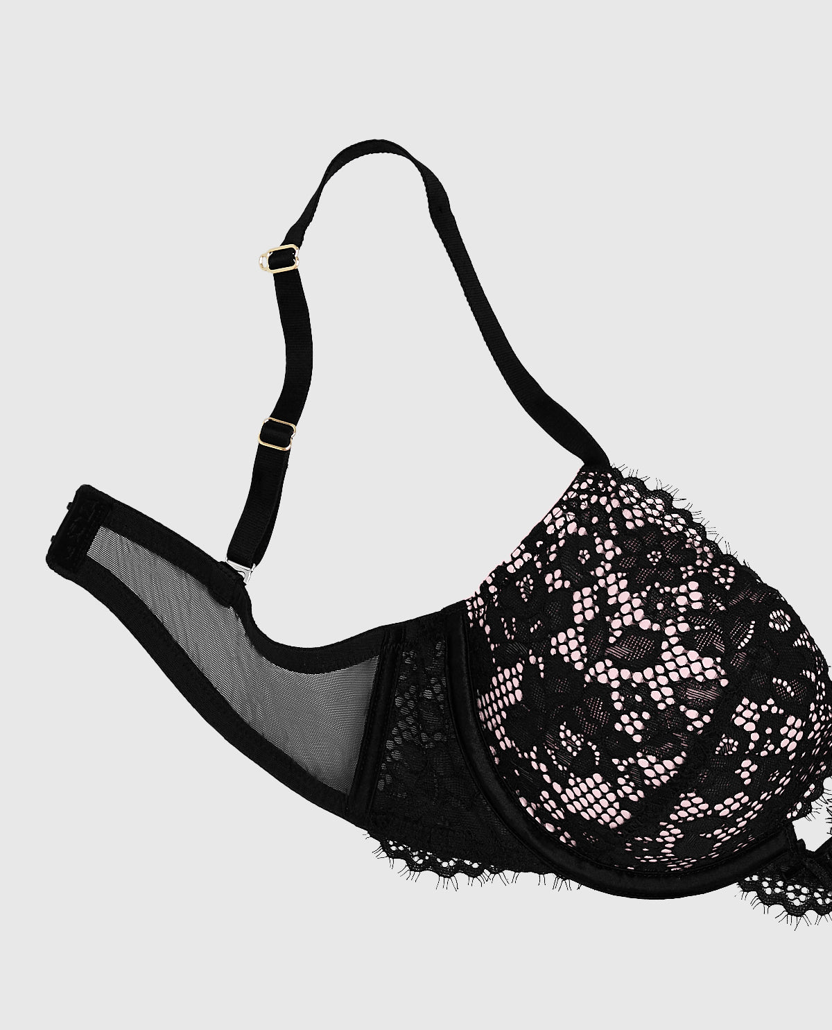 Intermix - Lace Push Up Bra in Black and Pink - 