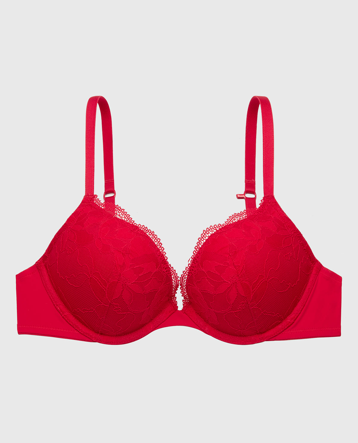 Intermix - Charmed Push Up Plunge Lace Cup Bra in Crimson - 