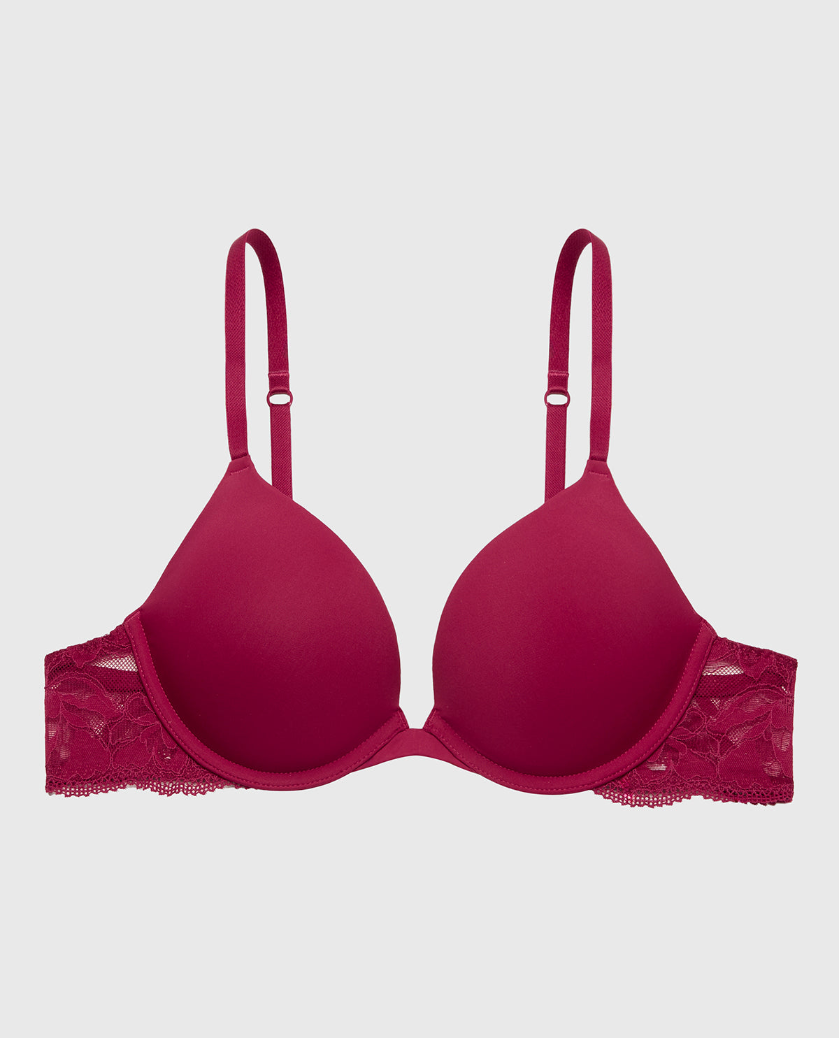 Intermix - Smooth Push Up Plunge Bra With Charmed Lace Wing in Plum Rose - 