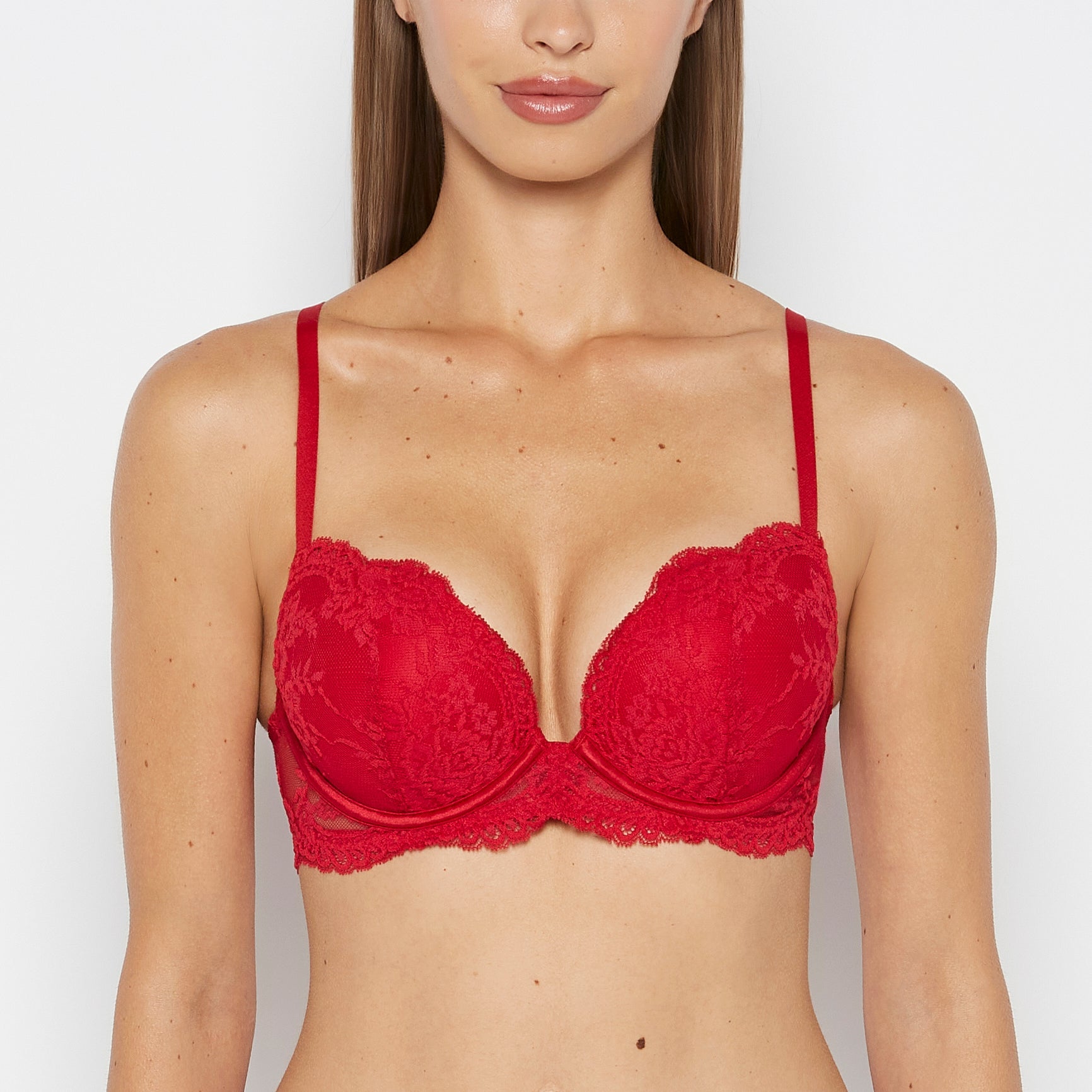 Intermix - Push up Opulent Lace bra with lace cradle in Crimson - 