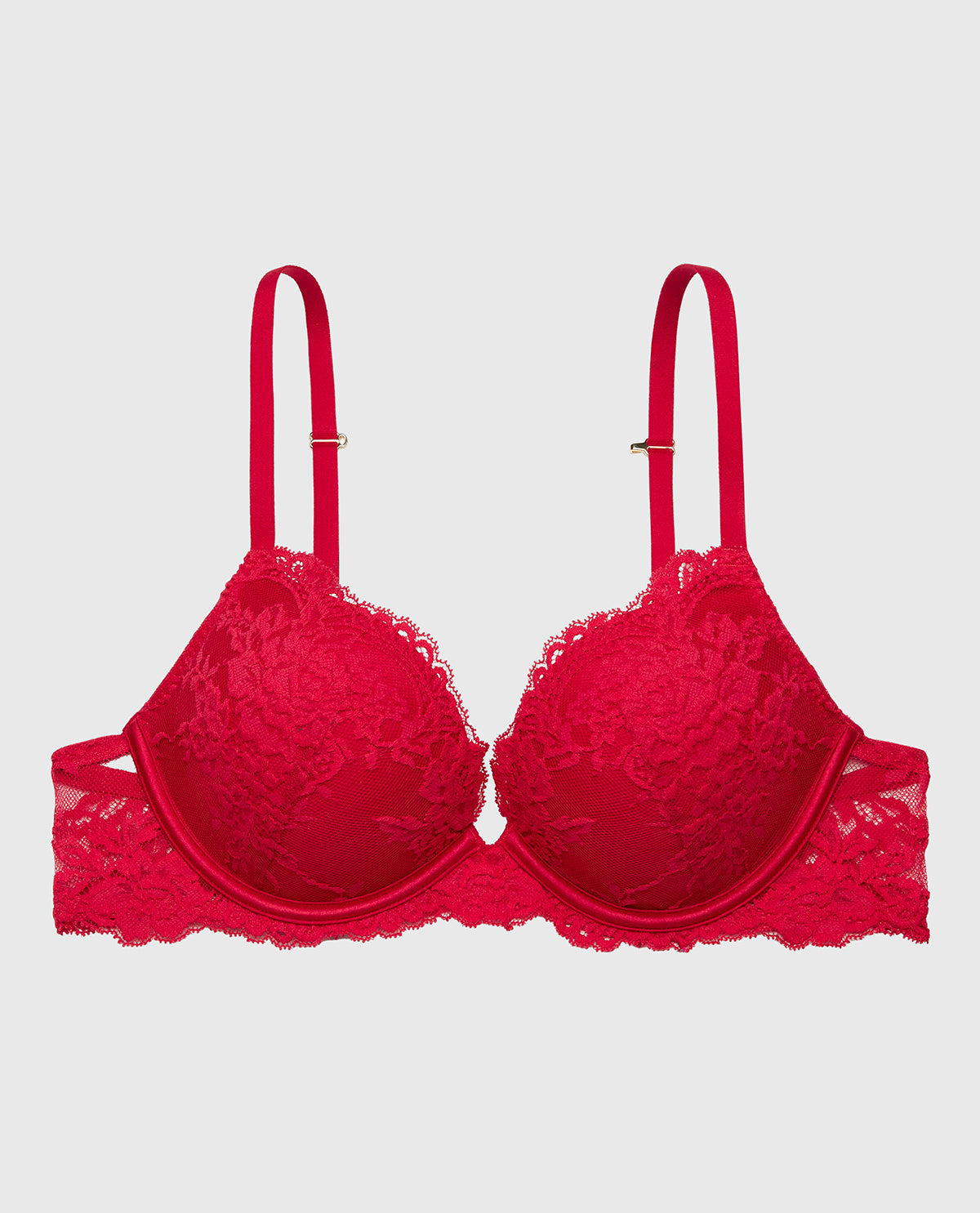 Intermix - Plunge Opulent Lace Bra with Lace Cradle in Crimson - 