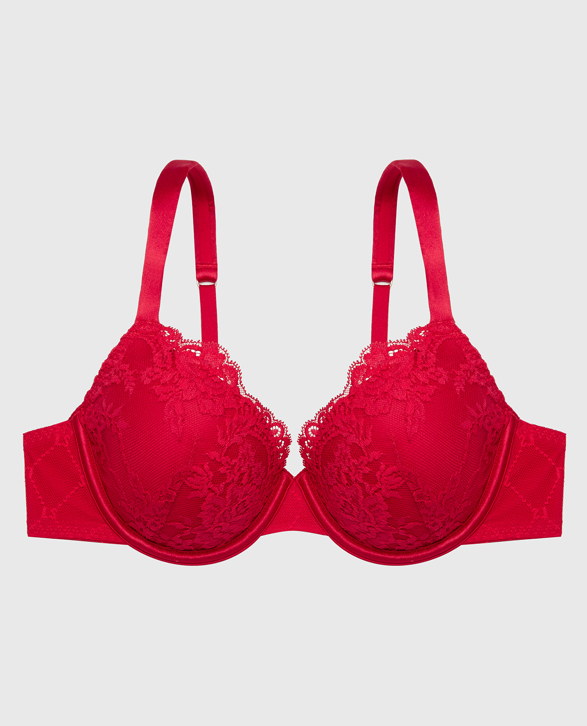 Intermix - Lightly Lined Perfect Coverage Bra With Mesh Wing in Crimson - 