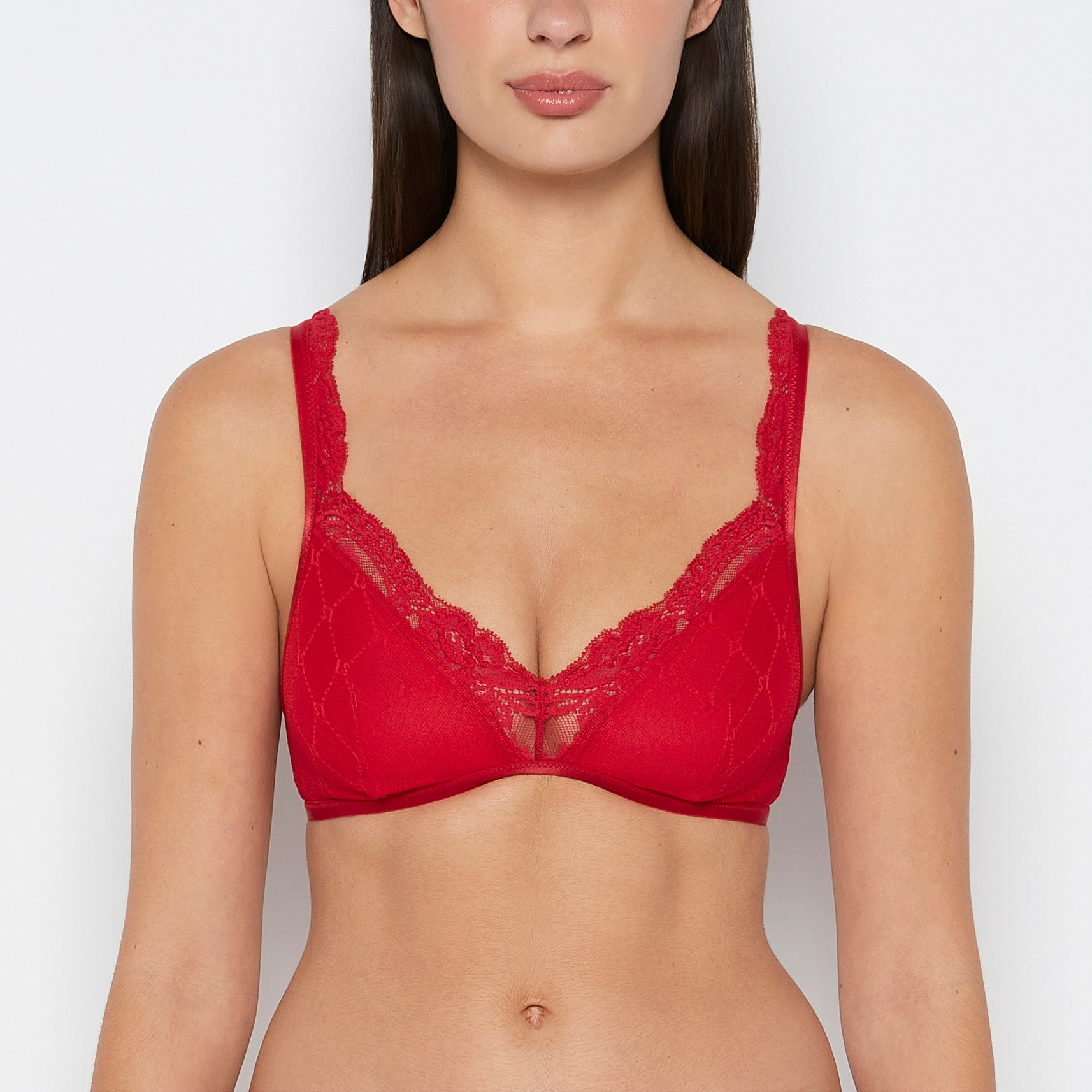 Intermix - Mesh Demi Bra in Crimson - 