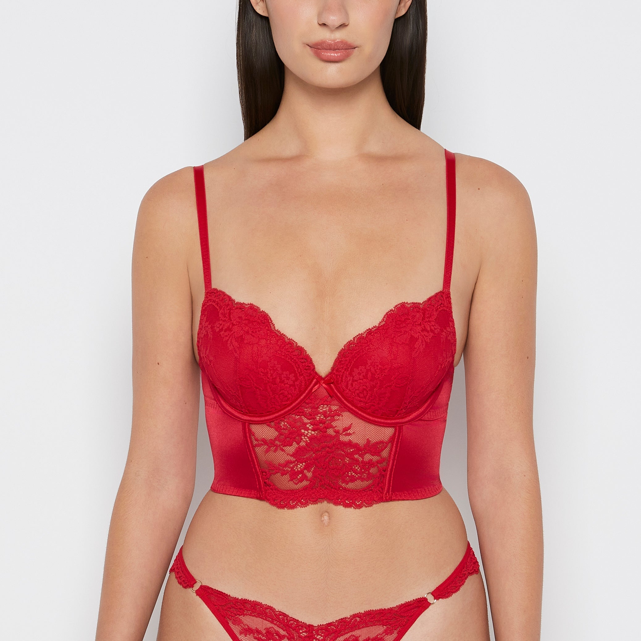 Intermix - Demi Cup Bustier Bra Top in Crimson - 