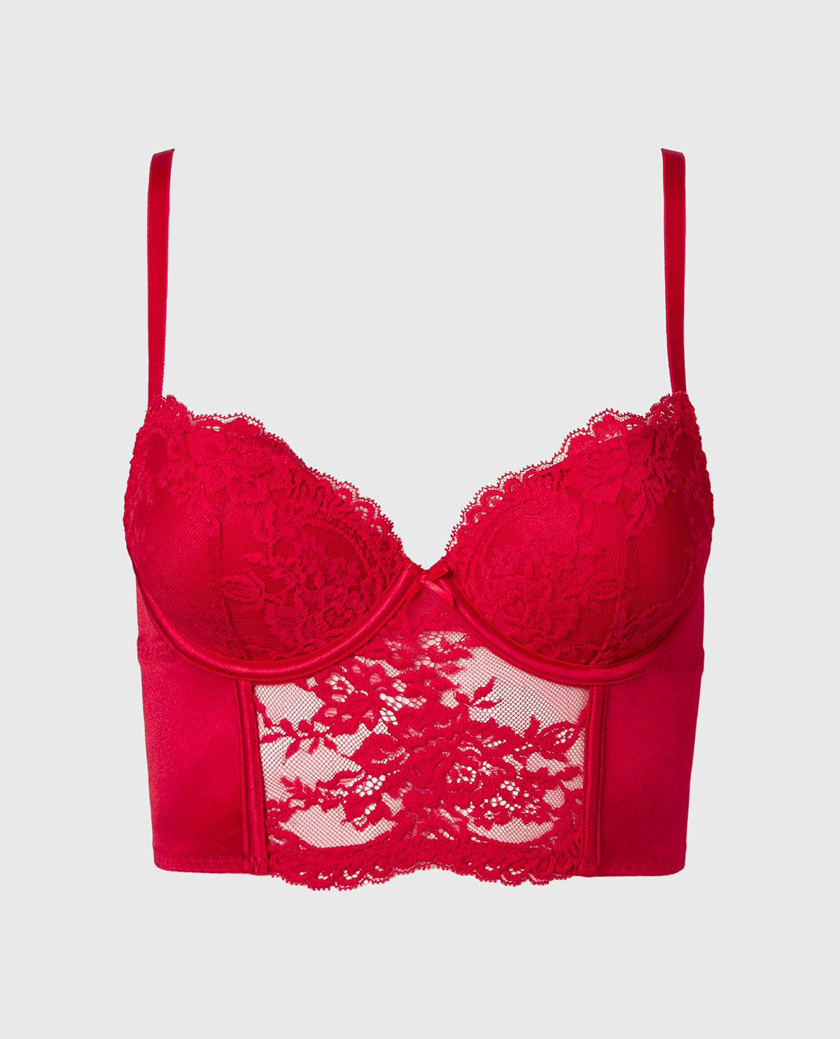 Intermix - Demi Cup Bustier Bra Top in Crimson - 