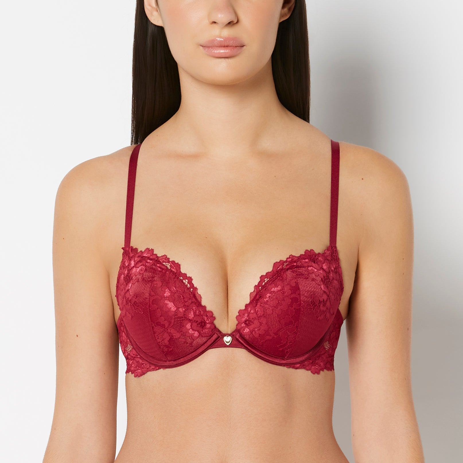 Intermix - Push Up Plunge bra with Romantic Lace in Plum Rose - 