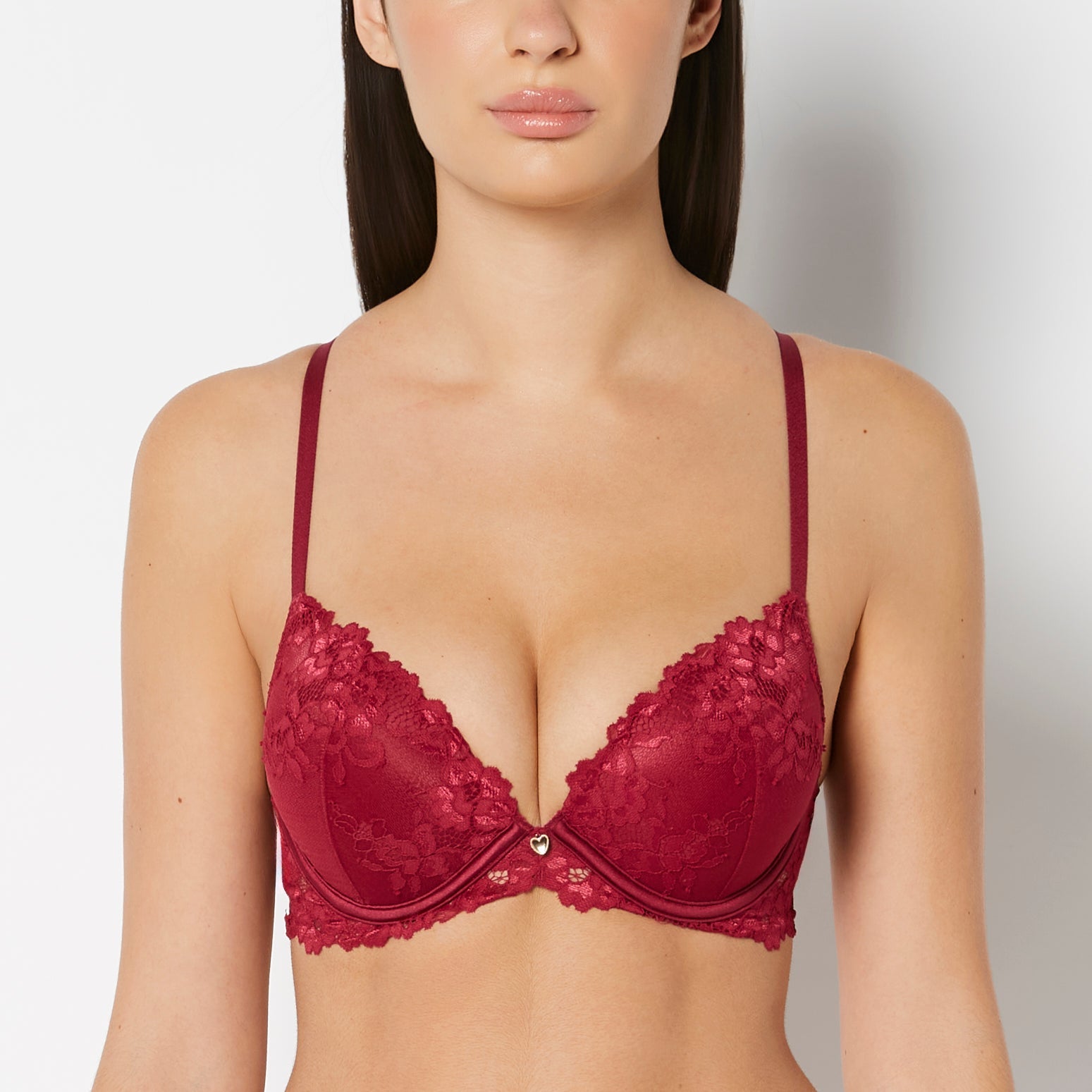 Intermix - Up 2 Cup Plunge Bra with Romantic Lace in Plum Rose - 