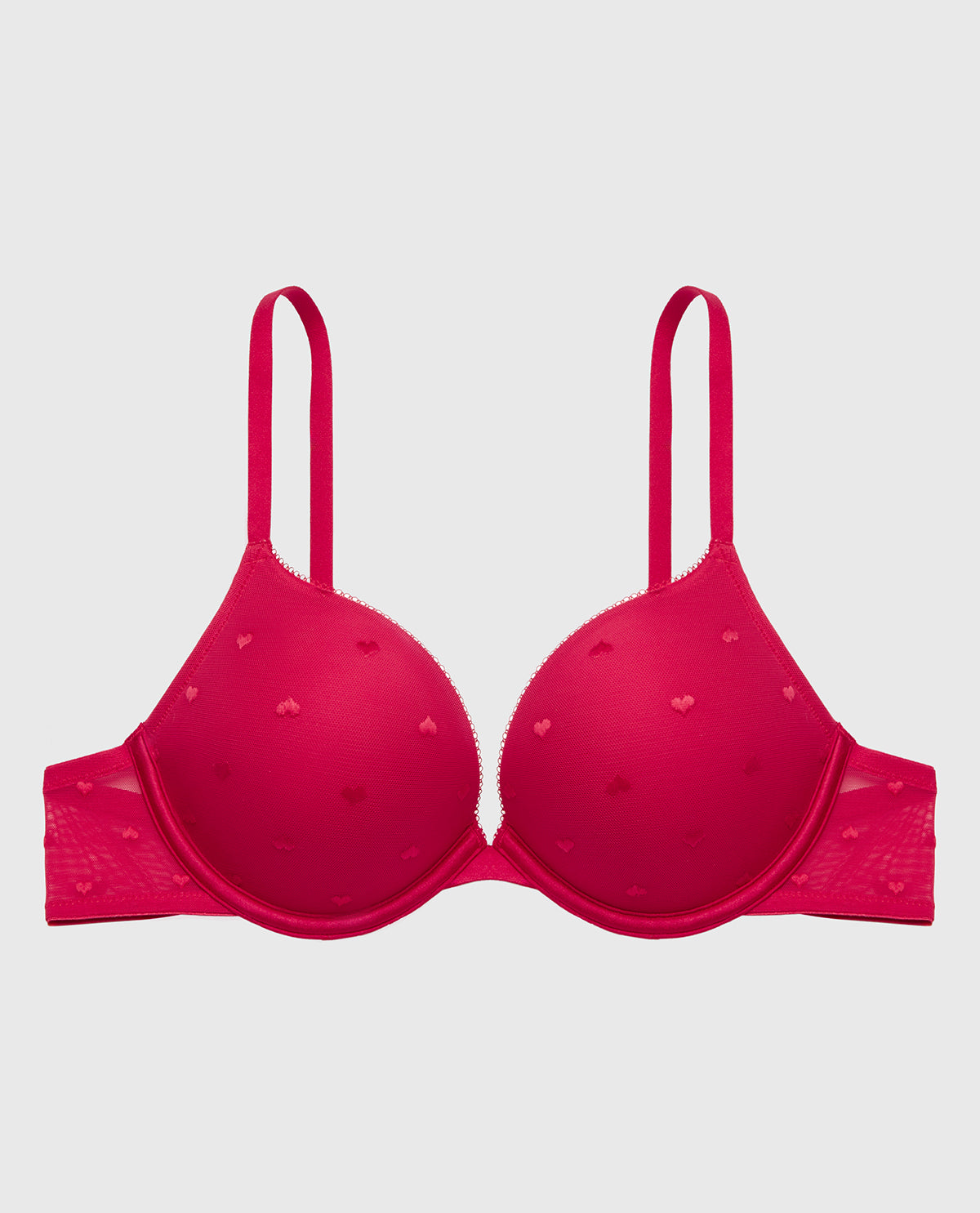 Intermix - Up 2 Cup Plunge Bra with Heart Mesh in Crimson - 