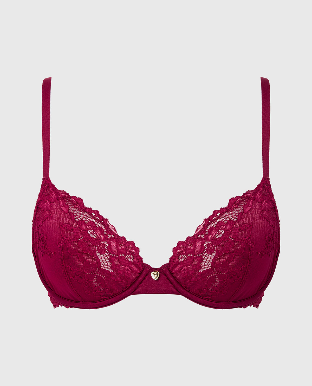 Intermix - Unlined Demi Bra with Romantic Lace in Plum Rose - 