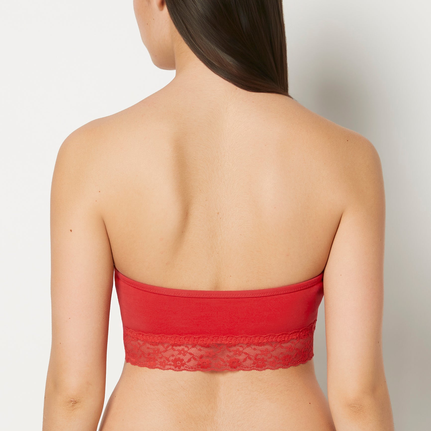 Intermix - Unlined Bandeau Bralette with Essential Lace Trim in Chili Red - 